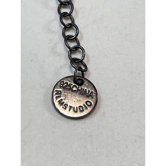 Vermeil & Dichroic Glass Pendant Blue  On Robert Lee Morris Black Cord Necklace - Picture 3 of 15